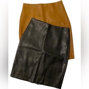 2 NWT J. Crew Faux Leather Pencil Skirts. One Black, One Brown. Size 8